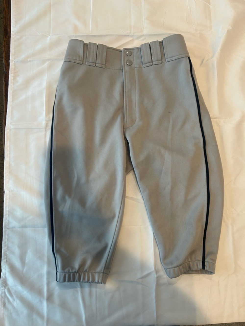Mizuno Gray Baseball Pants with Navy Side Stripe